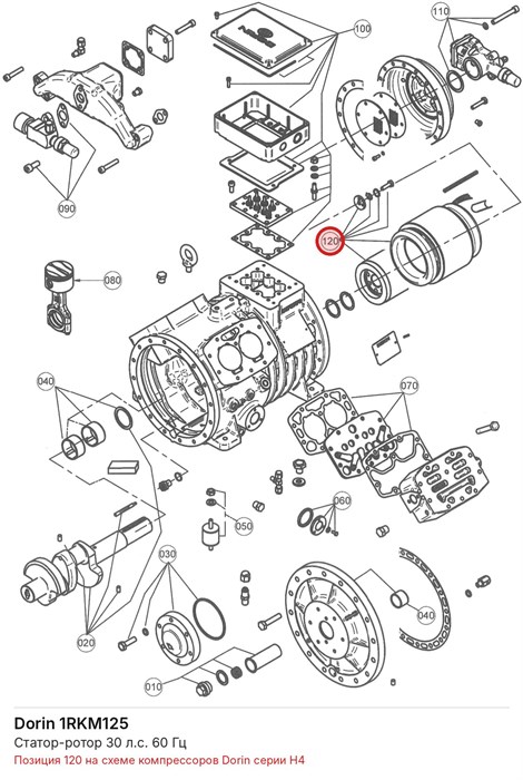 1RKM125 Статор-ротор 30 л.с. 60 Гц DORIN 1RKM125