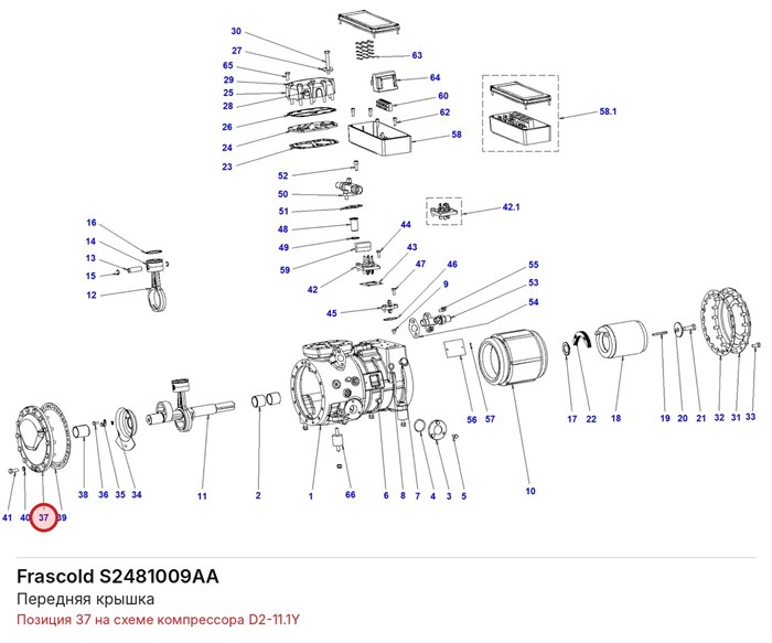 S2481009AA Передняя крышка серии D FRASCOLD S2481009AA
