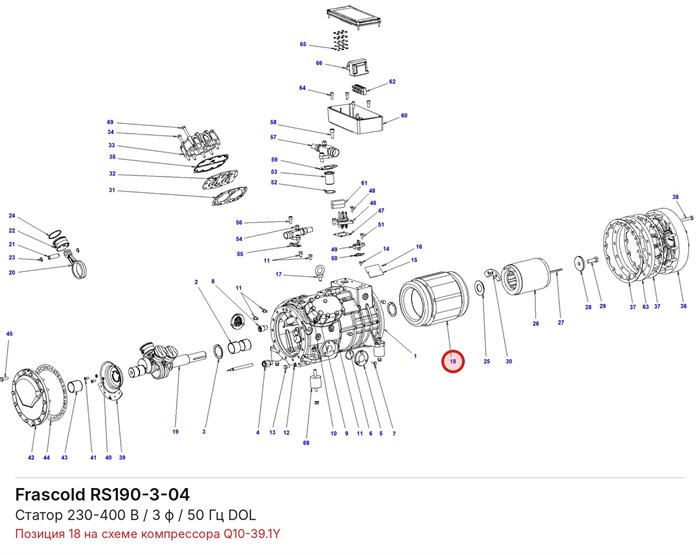 RS190-3-04 Статор 230-400 В / 3 ф / 50 Гц DOL серии Q FRASCOLD RS190-3-04