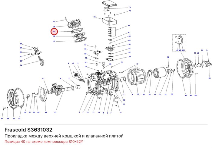S3631032 Прокладка между верхней крышкой и клапанной плитой серии S FRASCOLD S3631032
