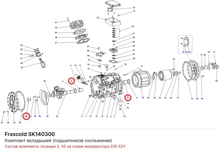 SK140300 Комплект вкладышей (подшипников скольжения) серии S FRASCOLD SK140300