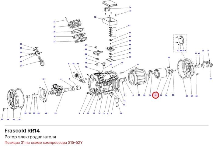 RR14 Ротор электродвигателя серий S/V FRASCOLD RR14