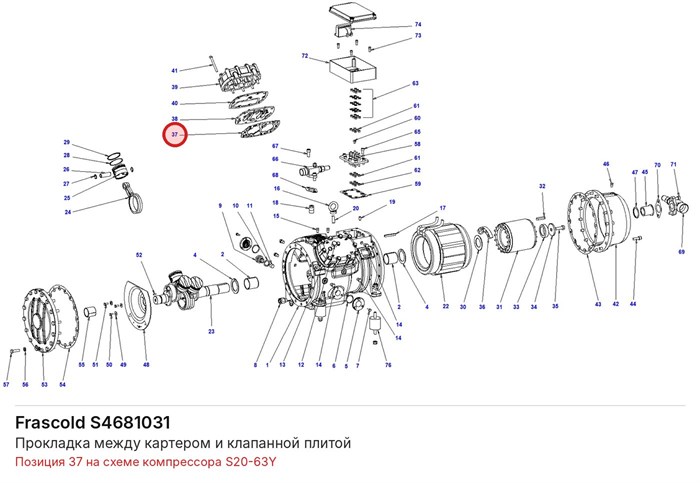 S4681031 Прокладка между картером и клапанной плитой серии S FRASCOLD S4681031