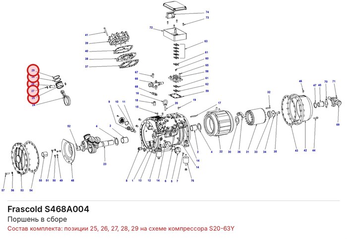 S468A004 Поршень в сборе серии S FRASCOLD S468A004