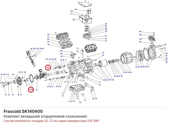 SK140400 Комплект вкладышей (подшипников скольжения) серий V/Z FRASCOLD SK140400