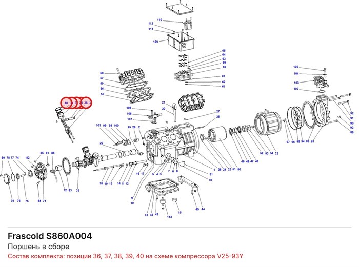 S860A004 Поршень в сборе серий V/Z/W FRASCOLD S860A004