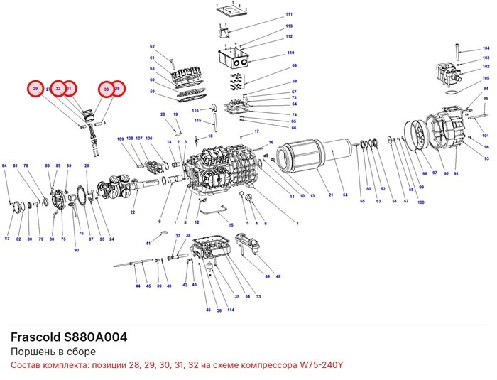 S880A004 Поршень в сборе серии W FRASCOLD S880A004