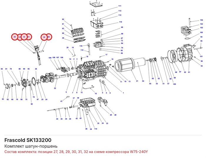 SK133200 Комплект шатун-поршень серии W FRASCOLD SK133200