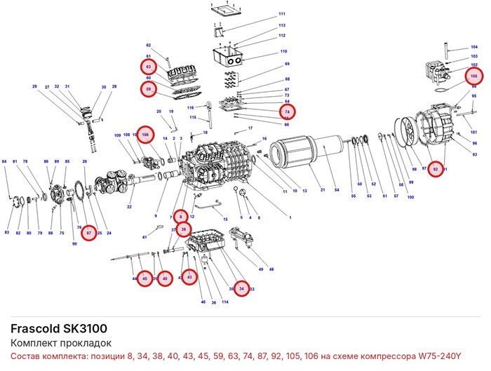 SK3100 Комплект прокладок серии W FRASCOLD SK3100