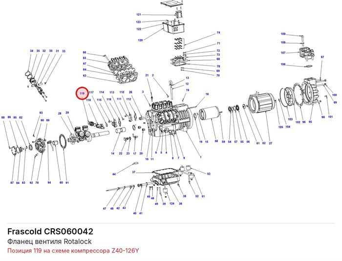 CRS060042 Фланец вентиля Rotalock серии Z FRASCOLD CRS060042
