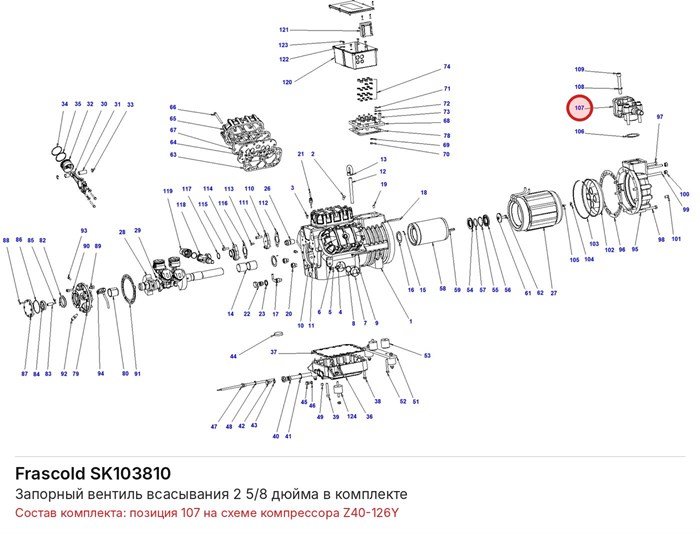 SK103810 Запорный вентиль всасывания 2 5/8 дюйма в комплекте серии Z FRASCOLD SK103810