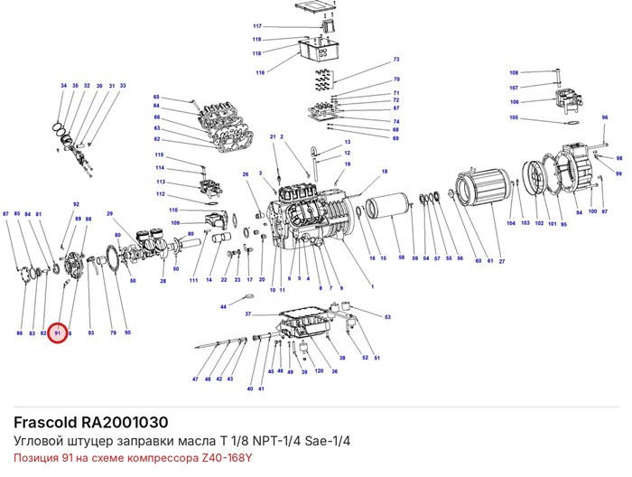 RA2001030 Угловой штуцер заправки масла T 1/8 NPT-1/4 Sae-1/4 серии Z FRASCOLD RA2001030