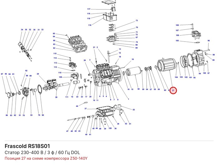 RS18S01 Статор 230-400 В / 3 ф / 60 Гц DOL серии Z FRASCOLD RS18S01
