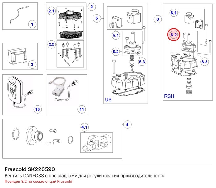SK220590 Вентиль DANFOSS с прокладками для регулирования производительности серии Q FRASCOLD SK220590