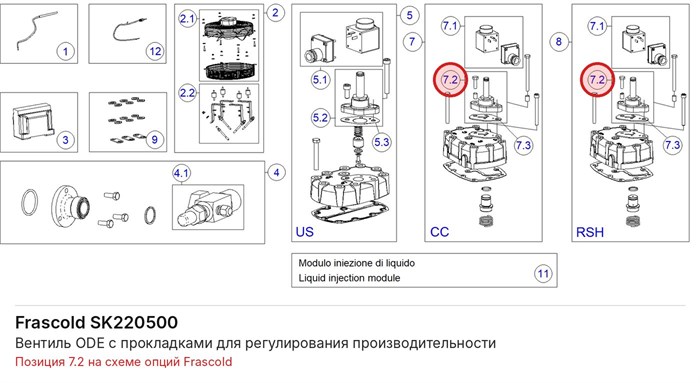SK220500 Вентиль ODE с прокладками для регулирования производительности серии S FRASCOLD SK220500