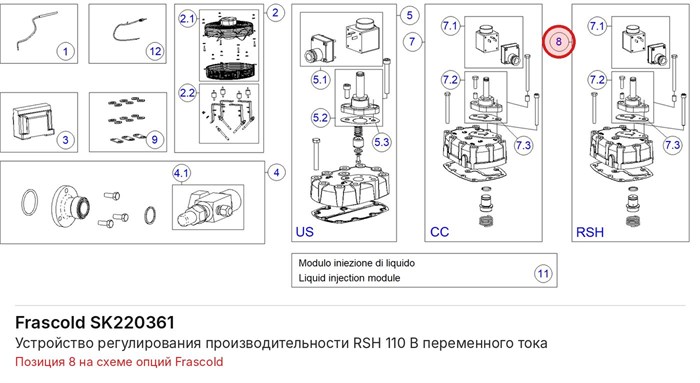 SK220361 Устройство регулирования производительности RSH 110 В переменного тока серии S FRASCOLD SK220361