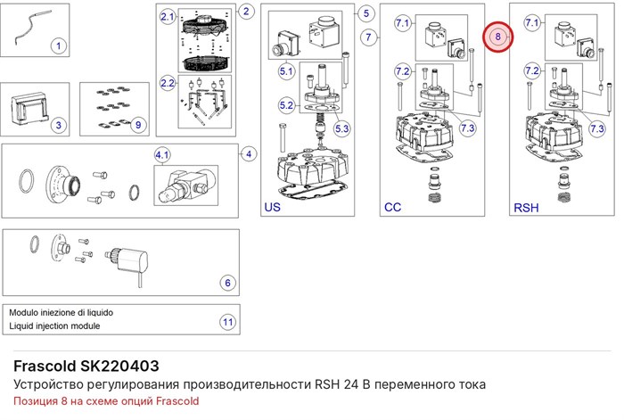 SK220403 Устройство регулирования производительности RSH 24 В переменного тока серий V/Z/W FRASCOLD SK220403