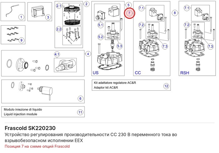 SK220230 Устройство регулирования производительности CC 230 В переменного тока во взрывобезопасном исполнении EEX серий V/Z/W FRASCOLD SK220230