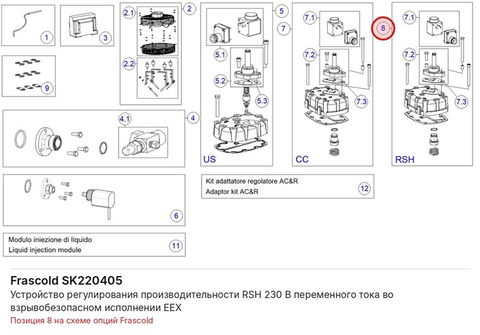 SK220405 Устройство регулирования производительности RSH 230 В переменного тока во взрывобезопасном исполнении EEX серий V/Z/W FRASCOLD SK220405