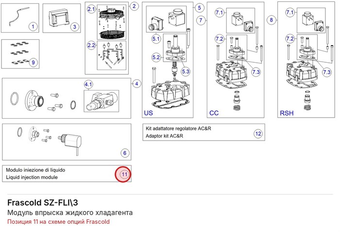 SZ-FLI\3 Модуль впрыска жидкого хладагента серий Z/W FRASCOLD SZ-FLI\3